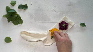 Taller estampación botánica sobre calcetines de lana